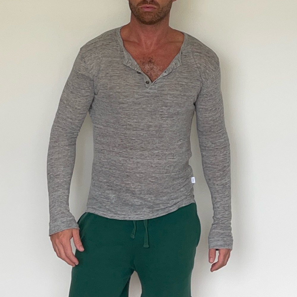 Onia Grey Linen Henley